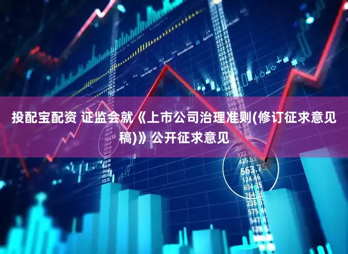 投配宝配资 证监会就《上市公司治理准则(修订征求意见稿)》公开征求意见